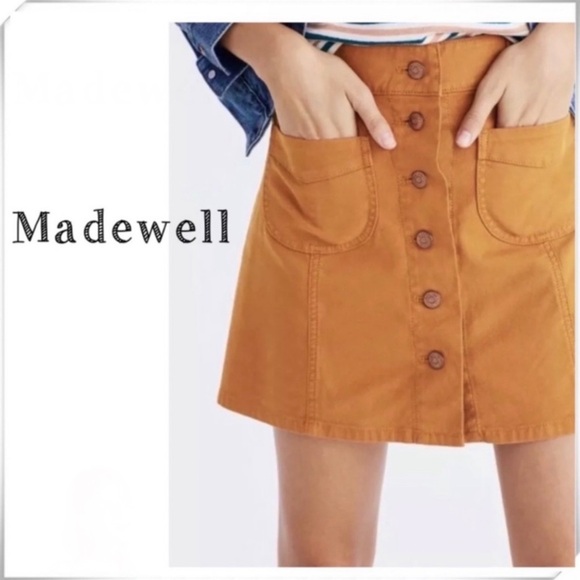 MADEWELL Garment-Dyed Patch-Pocket Skirt in Camel Tan Style H0784 - Picture 1 of 8